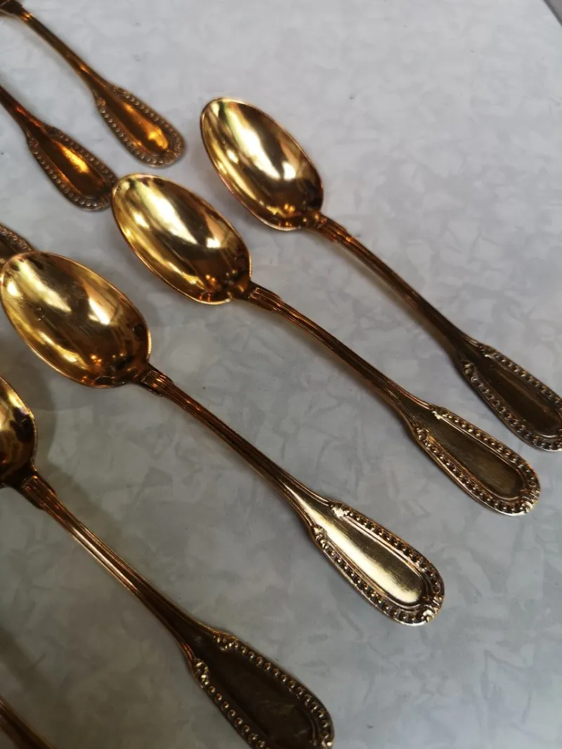 New Pamono Gold-Plated Sterling Silver Coffee Spoons from Christofle, France, Set of 12