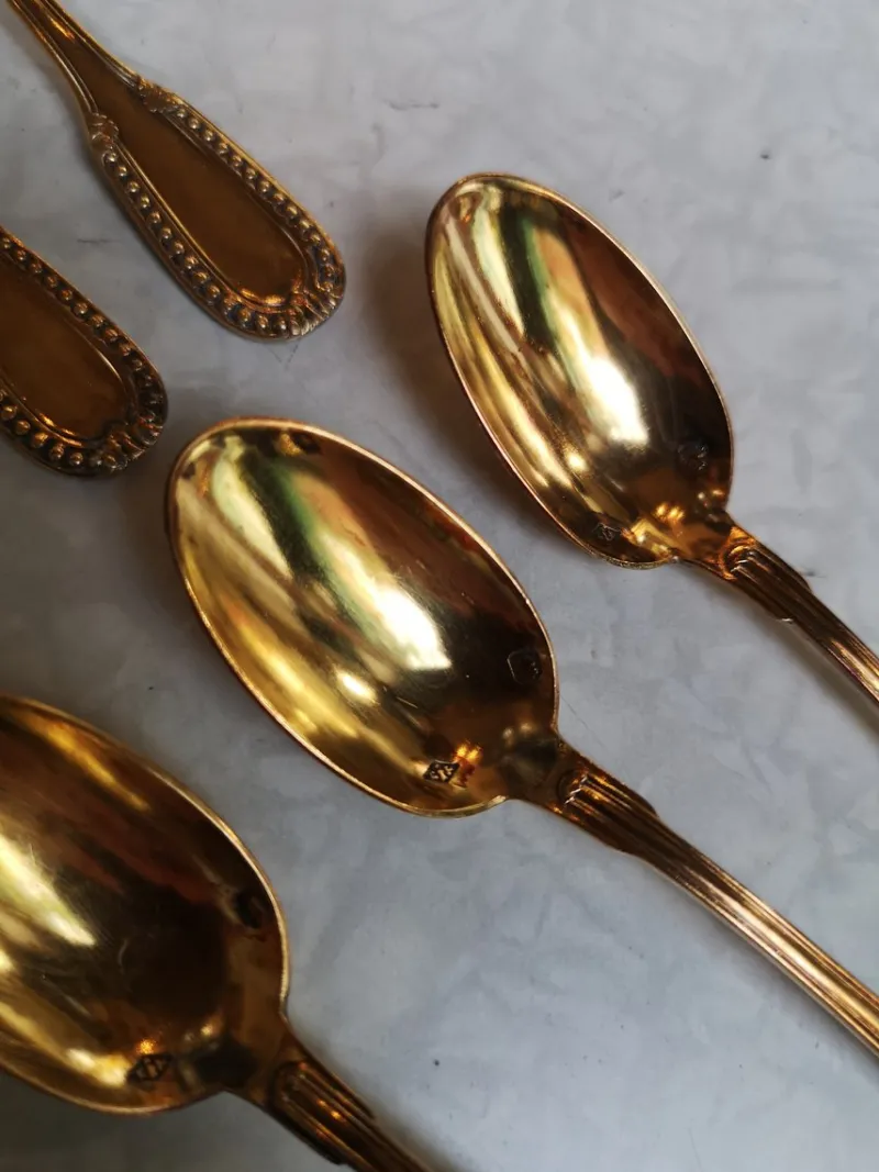 New Pamono Gold-Plated Sterling Silver Coffee Spoons from Christofle, France, Set of 12