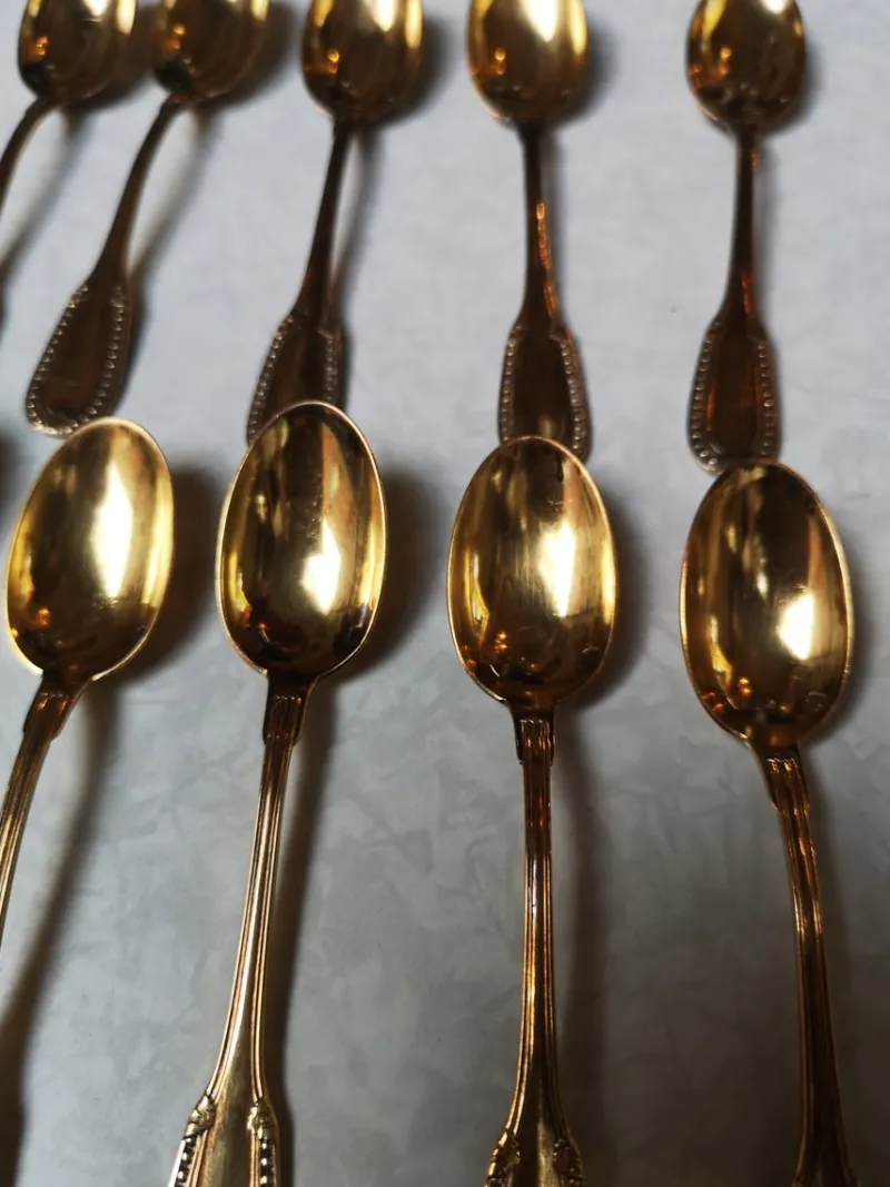 New Pamono Gold-Plated Sterling Silver Coffee Spoons from Christofle, France, Set of 12