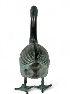 Hot Pamono Goose Sculpture, 1920s-1940s, Green-Patinated Bronze