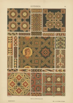 Hot Pamono Gothic Artwork from Ornamentenschatz, 1887, Paper, Set of 6