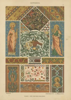 Hot Pamono Gothic Artwork from Ornamentenschatz, 1887, Paper, Set of 6