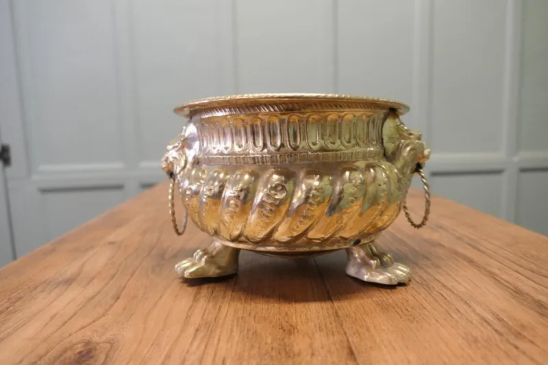 Sale Pamono Gothic Brass Jardiniere with Lions Mask Handles