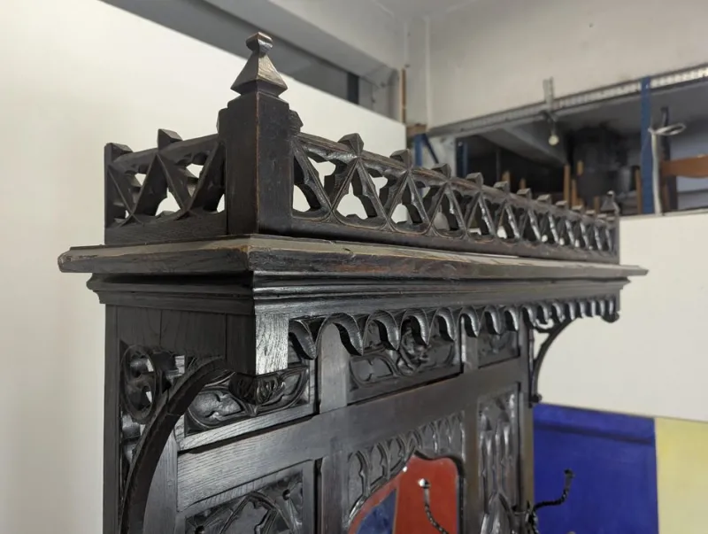 Pamono Gothic Style Oak Coat Rack> Racks, Hooks & Valets