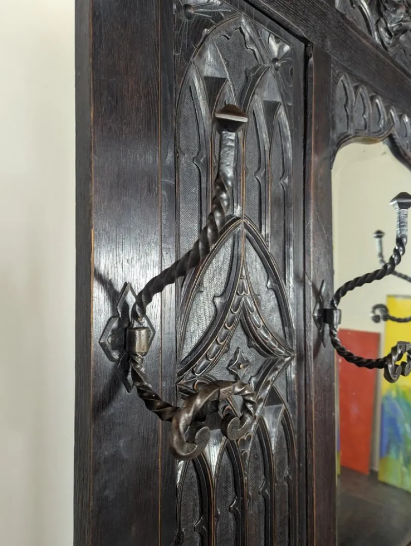 Pamono Gothic Style Oak Coat Rack> Racks, Hooks & Valets