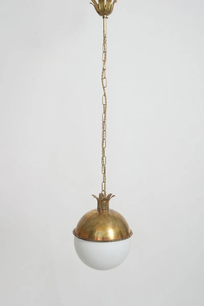 Pamono Granada Brass and Opaline Pendant Lamp by Barracuda Interiors> Ceiling Lights