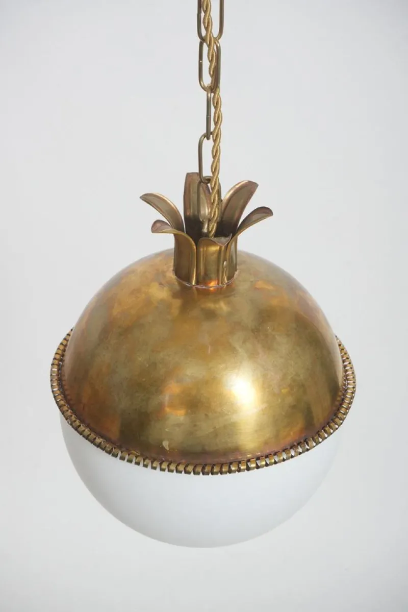 Pamono Granada Brass and Opaline Pendant Lamp by Barracuda Interiors> Ceiling Lights