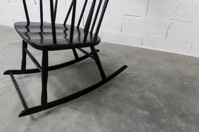 Best Pamono Grandessa Rocking Chair in Black Beech attributed to Lena Larsson for Nesto, 1960s