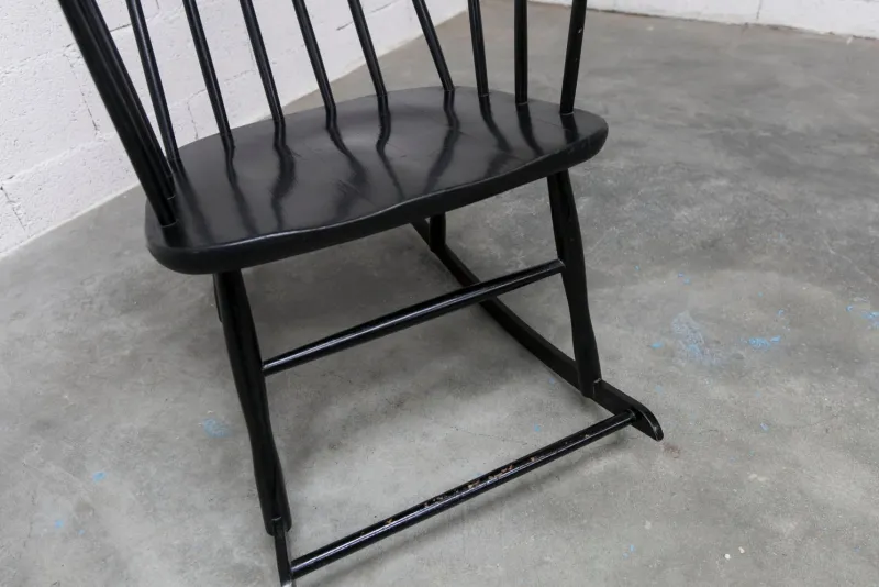 Best Pamono Grandessa Rocking Chair in Black Beech attributed to Lena Larsson for Nesto, 1960s