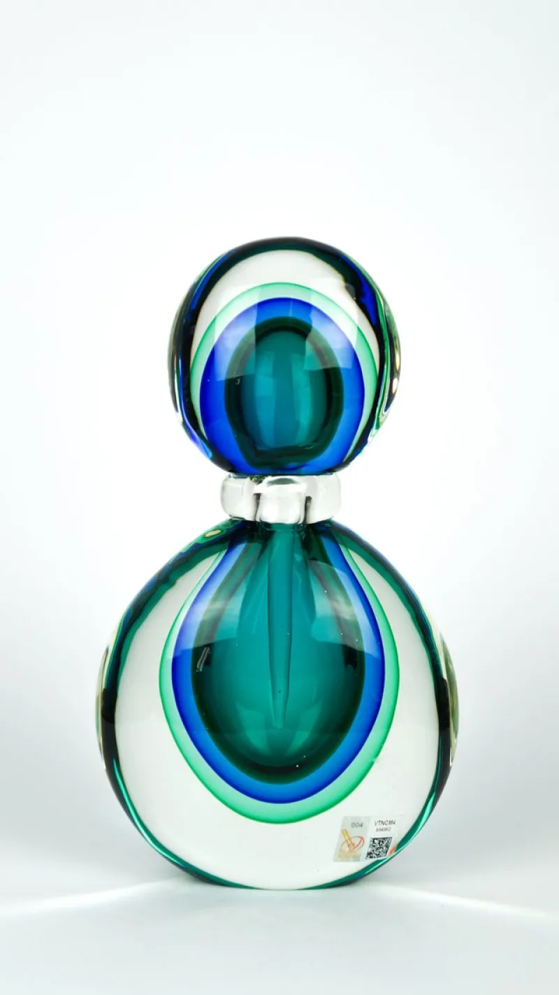Sale Pamono Green & Blue Sommerso Murano Blown Glass Bottle by Michele Onesto for Made Murano Glass, 2019