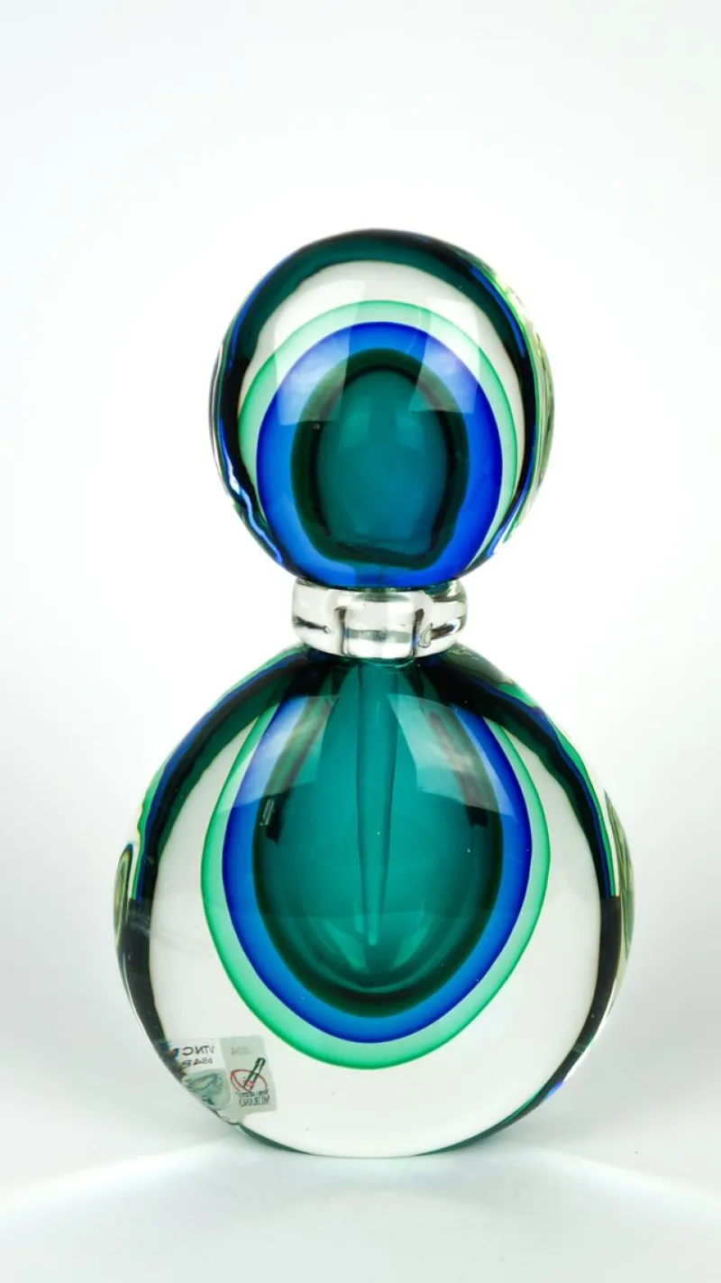 Sale Pamono Green & Blue Sommerso Murano Blown Glass Bottle by Michele Onesto for Made Murano Glass, 2019
