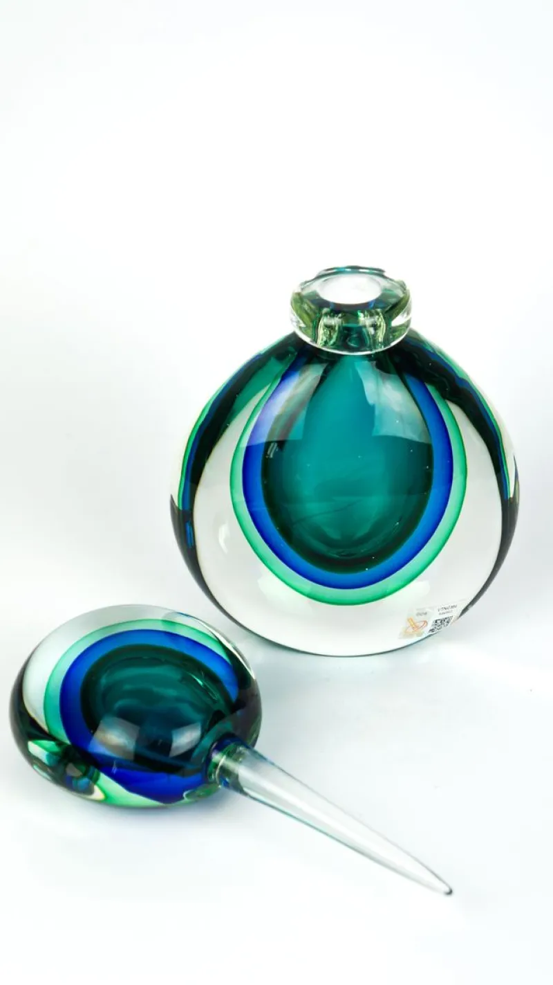 Sale Pamono Green & Blue Sommerso Murano Blown Glass Bottle by Michele Onesto for Made Murano Glass, 2019