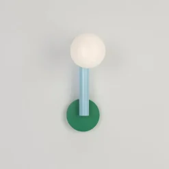 Pamono Green and Light Blue Tube with Globes and Cones Wall Light by Atelier Areti> Wall Lights & Sconces