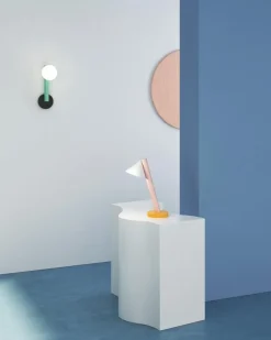 Pamono Green and Light Blue Tube with Globes and Cones Wall Light by Atelier Areti><noscript><img width=