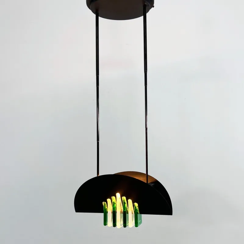 Online Pamono Green and White Murano Pendant Light from Mazzega, 1970s