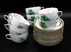 Pamono Green Appony Coffee Service from Herend, Set of 36><noscript><img width=
