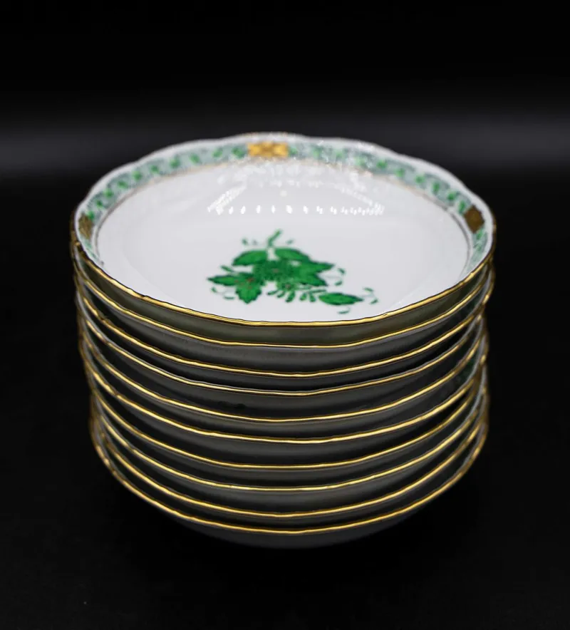 Pamono Green Appony Coffee Service from Herend, Set of 36> Coffee & Tea Service