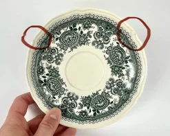 Pamono Green Burgenland Coffee and Tea Set in Porcelain from Villeroy & Boch, Germany, 1980s, Set of 13><noscript><img width=