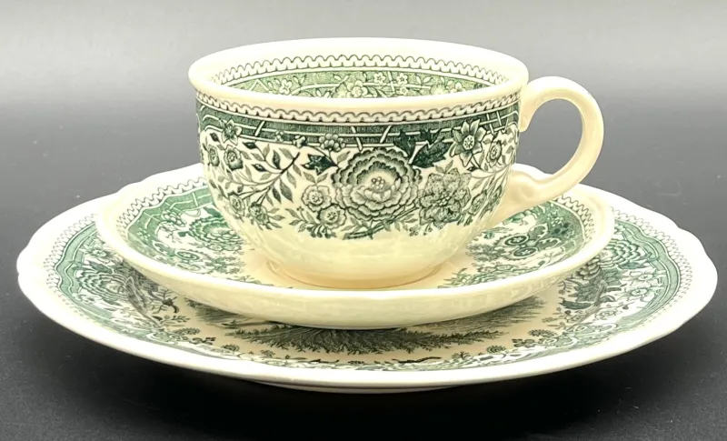 Pamono Green Burgenland Coffee or Tea Service from Villeroy & Boch, 1960s, Set of 28> Coffee & Tea Service