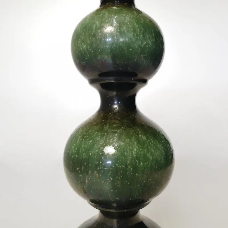 Hot Pamono Green Ceramic Floor Lamp from Kaiser with Silk Lampshade, 1960