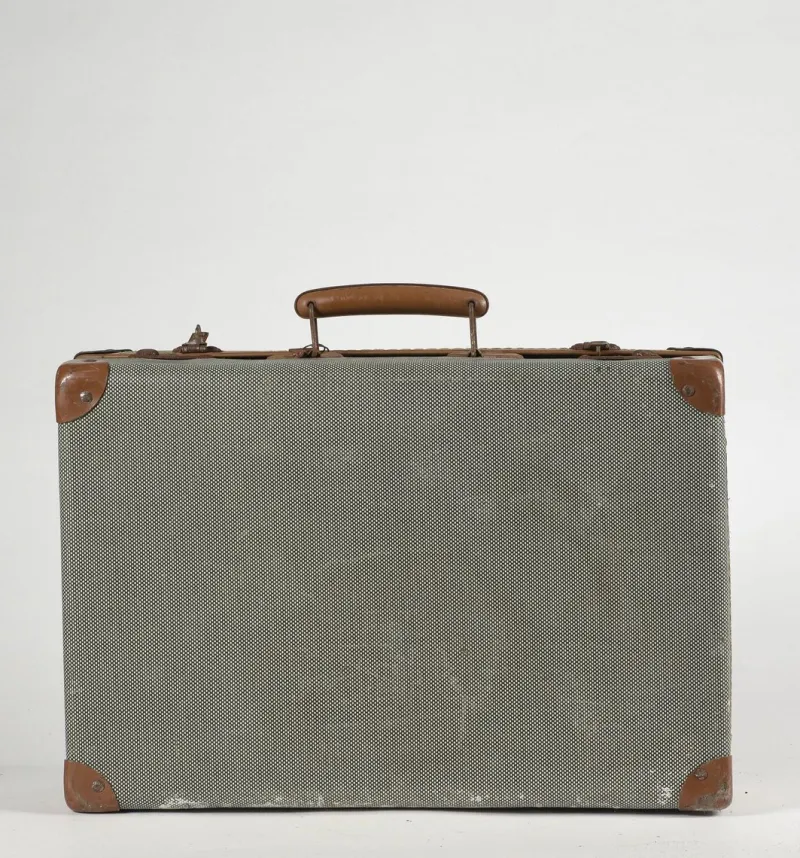 Pamono Green Checkered Hardboard Suitcase, Italy, 1950s> Trunks Crates & Baskets