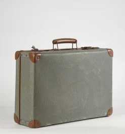 Pamono Green Checkered Hardboard Suitcase, Italy, 1950s> Trunks Crates & Baskets