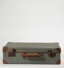Pamono Green Checkered Hardboard Suitcase, Italy, 1950s><noscript><img width=