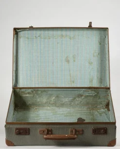 Pamono Green Checkered Hardboard Suitcase, Italy, 1950s><noscript><img width=