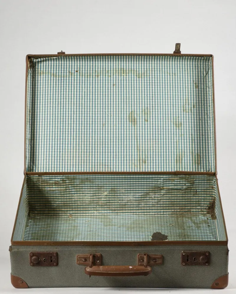 Pamono Green Checkered Hardboard Suitcase, Italy, 1950s> Trunks Crates & Baskets