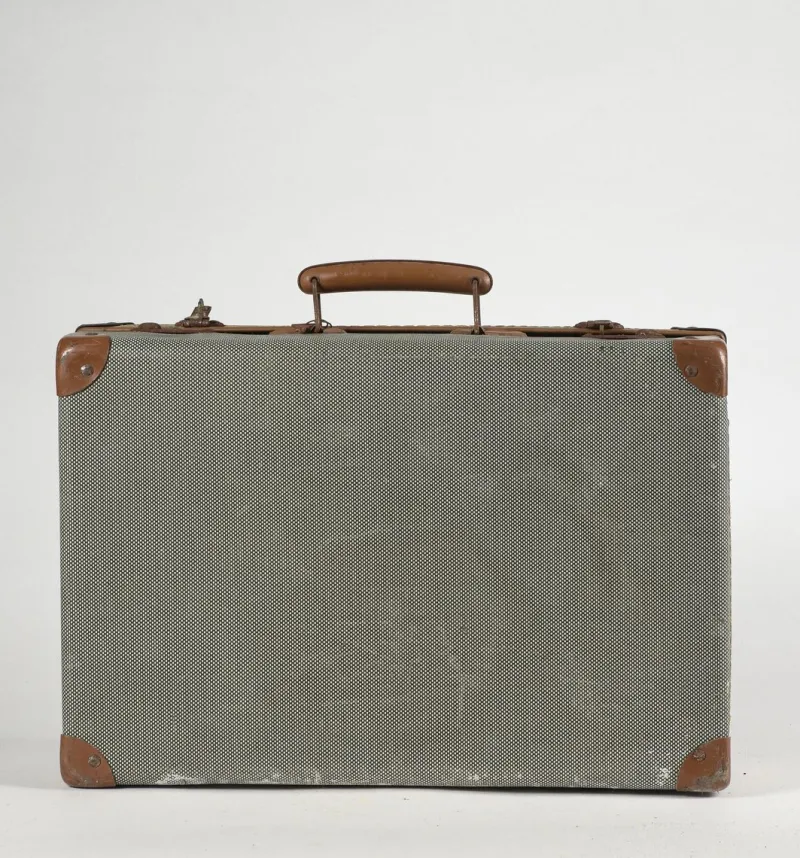 Pamono Green Checkered Hardboard Suitcase, Italy, 1950s> Trunks Crates & Baskets