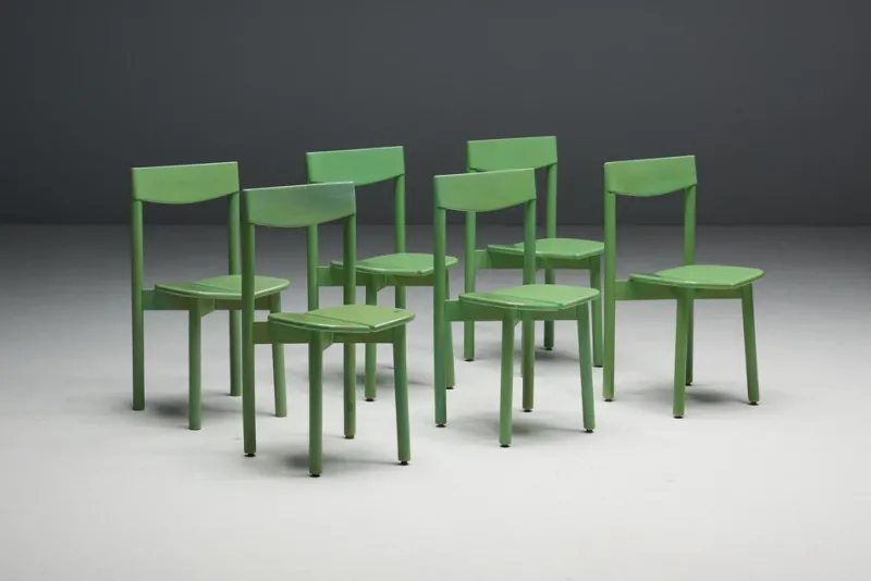 Clearance Pamono Green Coffee Bean Dining Chair by Pierre Gautier Delaye, France, 1965
