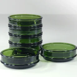 Pamono Green Glass Bowls from Nissen, Denmark, 1970s, Set of 6> Glassware