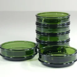 Pamono Green Glass Bowls from Nissen, Denmark, 1970s, Set of 6><noscript><img width=