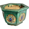 Outlet Pamono Green Glazed Terracotta Plant Pot Holder, France, 1930s