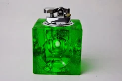 Sale Pamono Green Ice Cube Lighter in Murano Glass attributed to Antonio Imperatore, Italy, 1970s