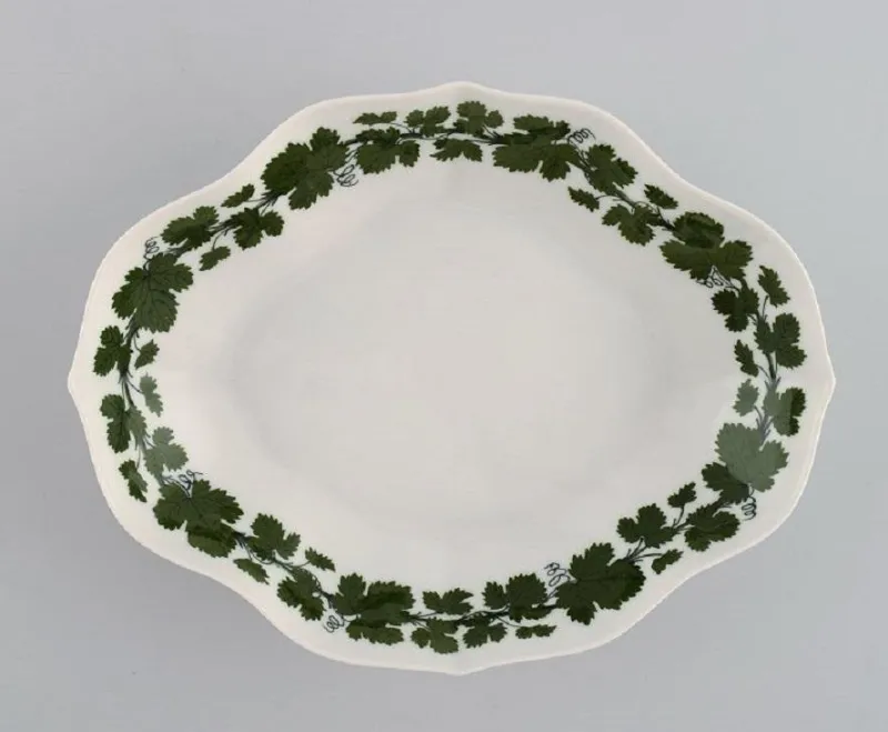 Clearance Pamono Green Ivy Vine Vase and Bowl in Hand-Painted Porcelain from Meissen, 1940s, Set of 2