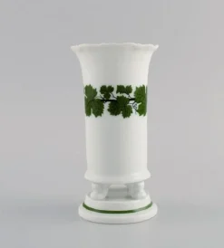 Clearance Pamono Green Ivy Vine Vase and Bowl in Hand-Painted Porcelain from Meissen, 1940s, Set of 2