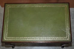 Pamono Green Leather Cutlery Table with Silver Plated Cutlery><noscript><img width=