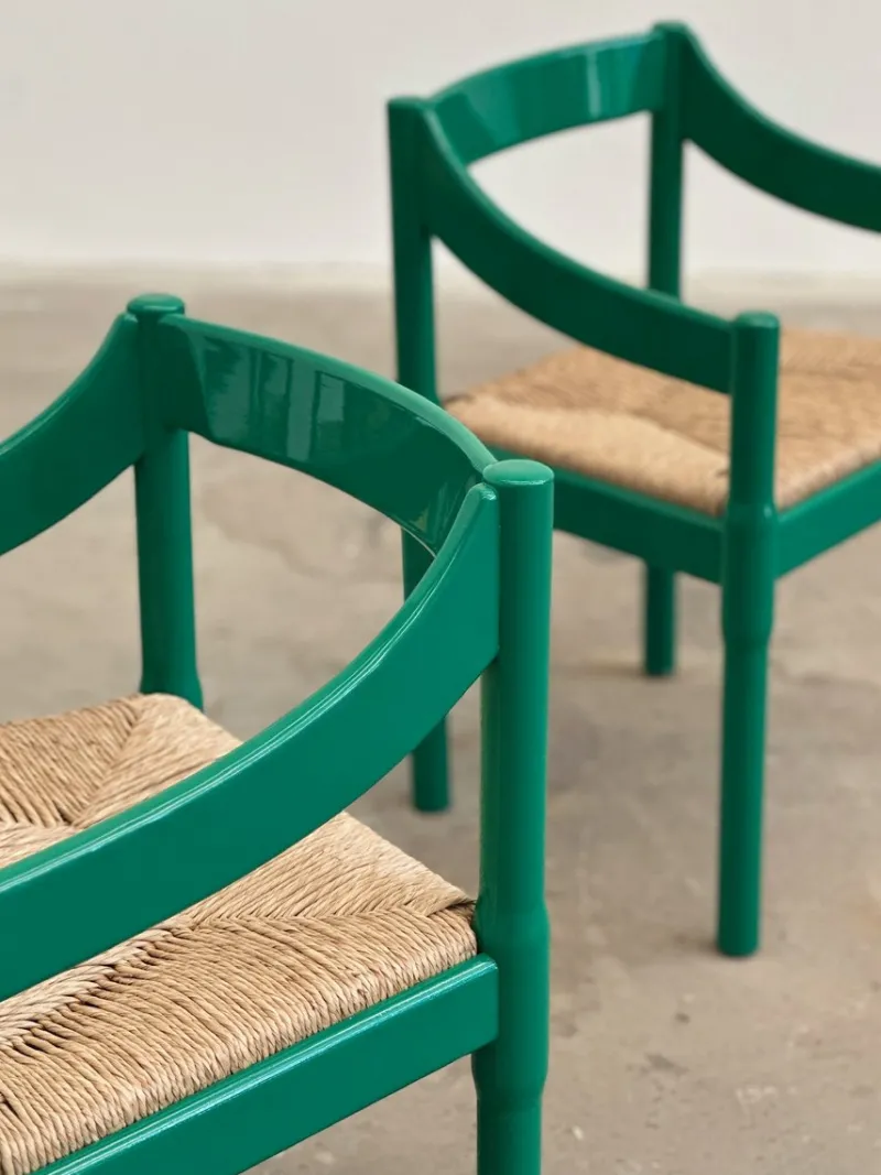 Pamono Green Model Carimate Dining Chairs by Vico Magistretti for Cassina, 1960s, Set of 6> Side Chairs & Dining Chairs