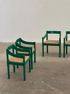 Pamono Green Model Carimate Dining Chairs by Vico Magistretti for Cassina, 1960s, Set of 6> Side Chairs & Dining Chairs
