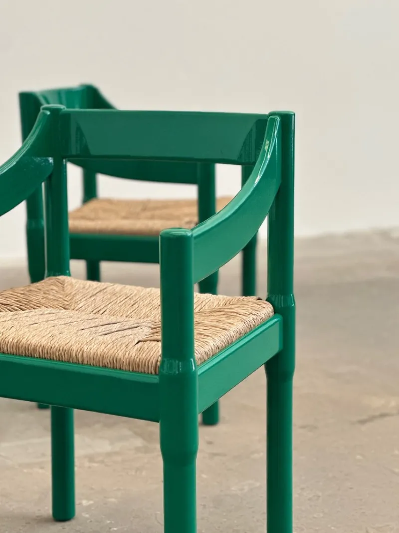 Pamono Green Model Carimate Dining Chairs by Vico Magistretti for Cassina, 1960s, Set of 6> Side Chairs & Dining Chairs