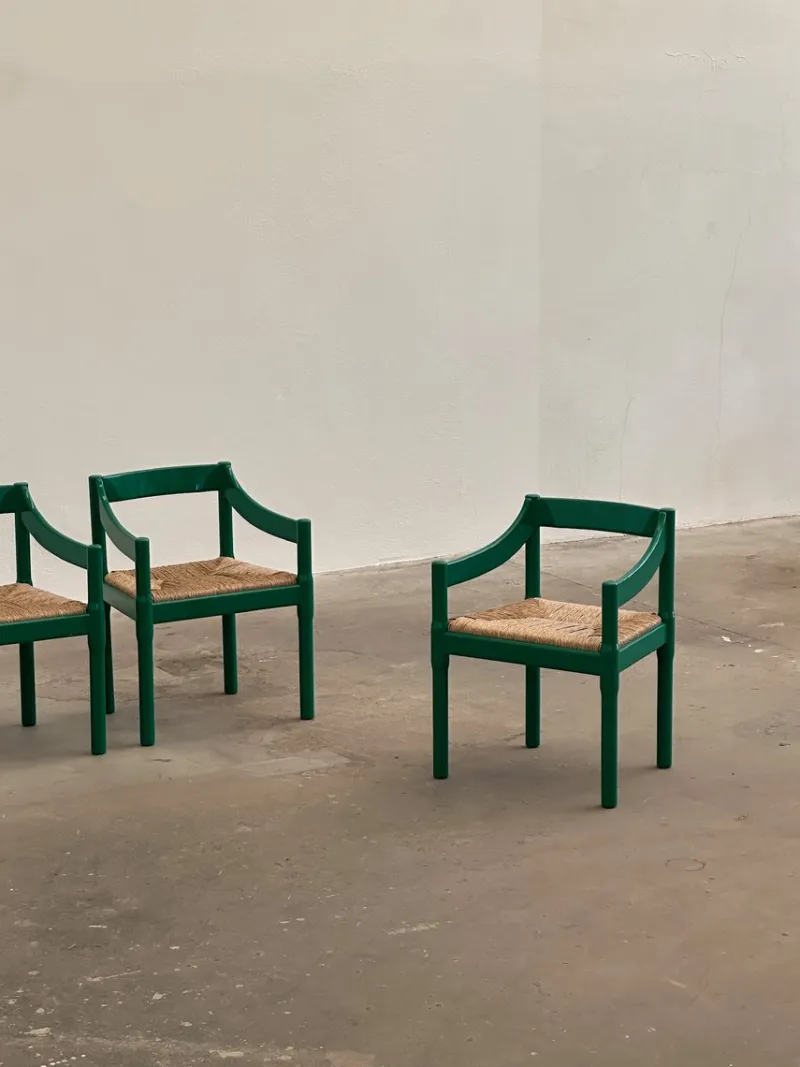 Pamono Green Model Carimate Dining Chairs by Vico Magistretti for Cassina, 1960s, Set of 6> Side Chairs & Dining Chairs