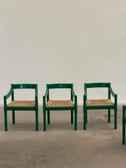 Pamono Green Model Carimate Dining Chairs by Vico Magistretti for Cassina, 1960s, Set of 6><noscript><img width=