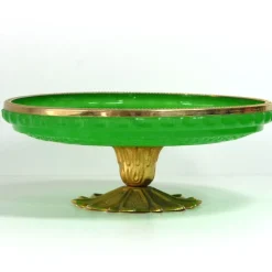 Pamono Green Opaline Glass Dish, France, 1950s