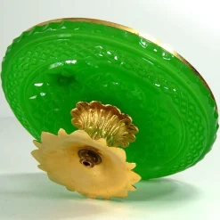 Pamono Green Opaline Glass Dish, France, 1950s