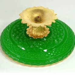 Pamono Green Opaline Glass Dish, France, 1950s
