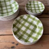 Pamono Green Tablecloth Tableware Set from Moulin des Loups, 1950s, Set of 22