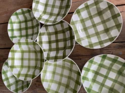 Pamono Green Tablecloth Tableware Set from Moulin des Loups, 1950s, Set of 22