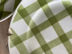 Pamono Green Tablecloth Tableware Set from Moulin des Loups, 1950s, Set of 22