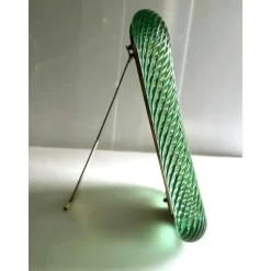 Discount Pamono Green Torchon Picture Frame in Murano Glass and Brass by Simoeng